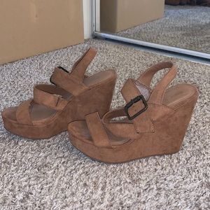 Tan wedge heels
